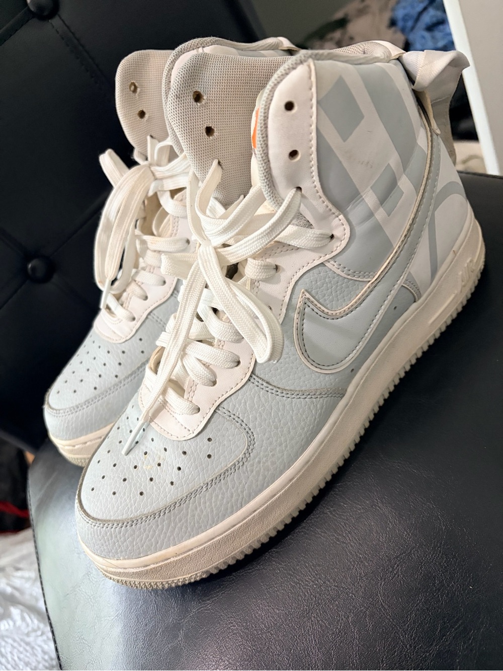Light Blue and White High-Top Sneakers